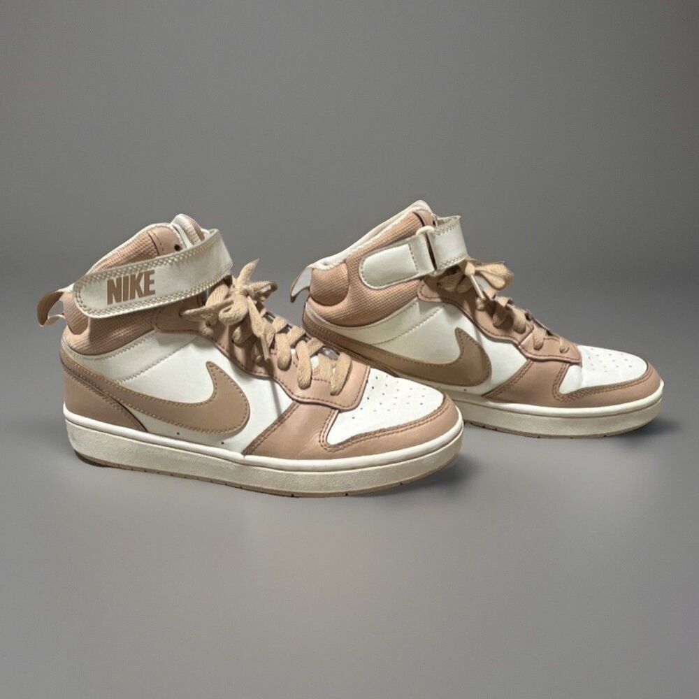 Nike Court Borough Mid 2 sneaker in Pale Ivory/Sail/Hemp colorway.  6Y Leather